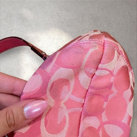 Rare Vintage Coach Pink Monogram C Signature Zoe Hobo Shoulder Bag - Picture 9 of 10